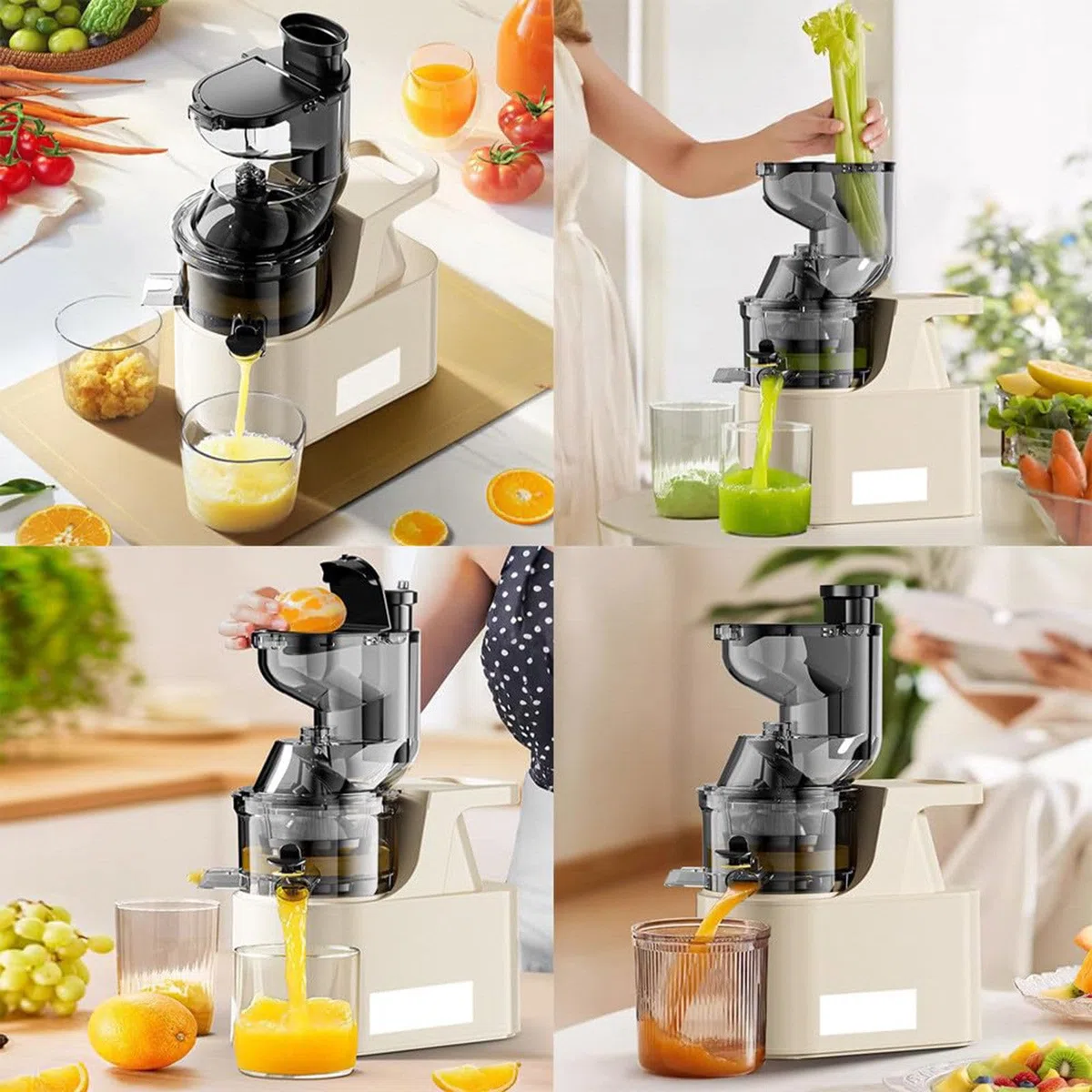 Extracteur De Jus Portable à Froid 1500 ML, Faible Vitesse Silencieux, 2 Vitesses, Fruits Et Légumes Entiers Grey