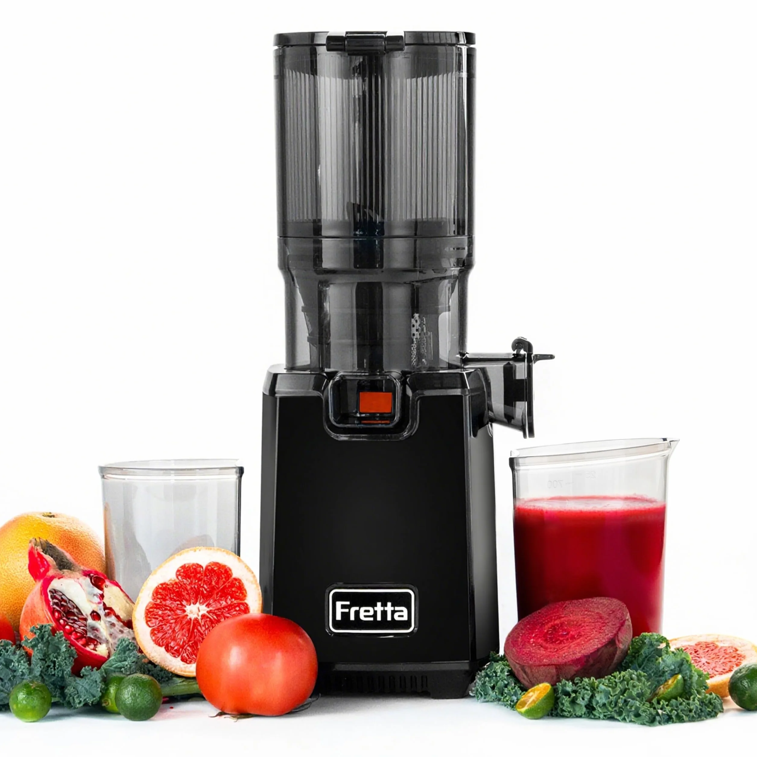 Fretta Extracteur de Jus à Mastication Lente 250W, Grande Goulotte 135mm, Sans BPA, Noir