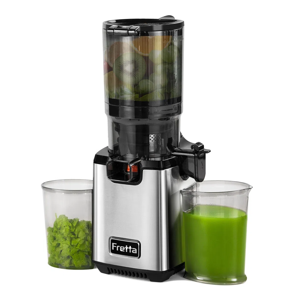 Fretta Extracteur de Jus à Mastication Lente 250W, Grande Goulotte 135mm, Sans BPA, Argenté