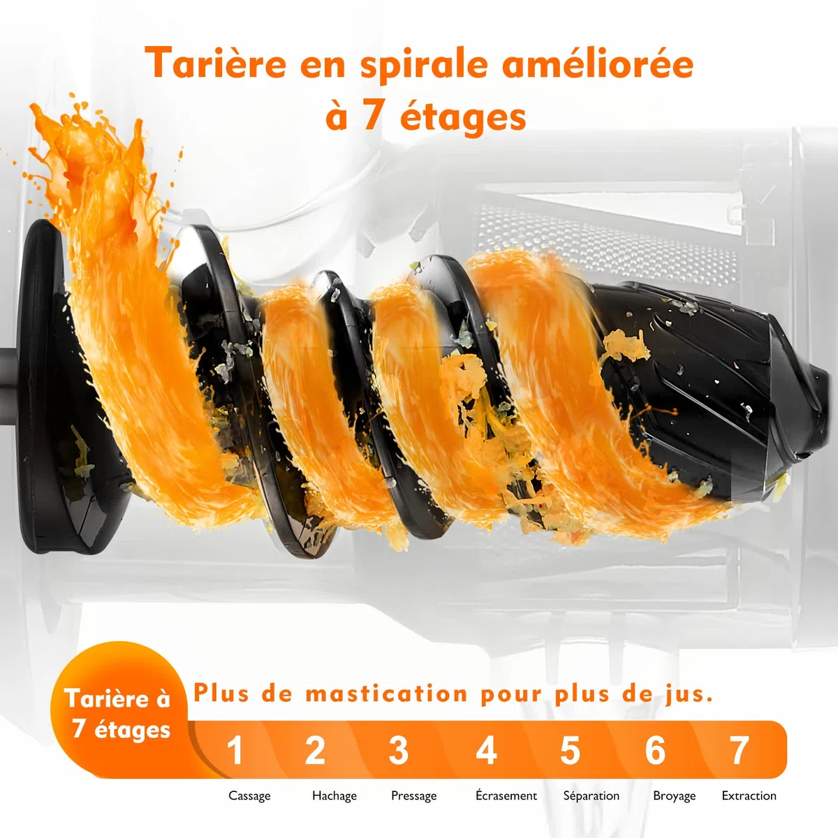 AMZCHEF Extracteur Jus Fruits Légumes Froid sans BPA 2 Tasses Brosse Fonction Mastication Inversée Bleu Doux