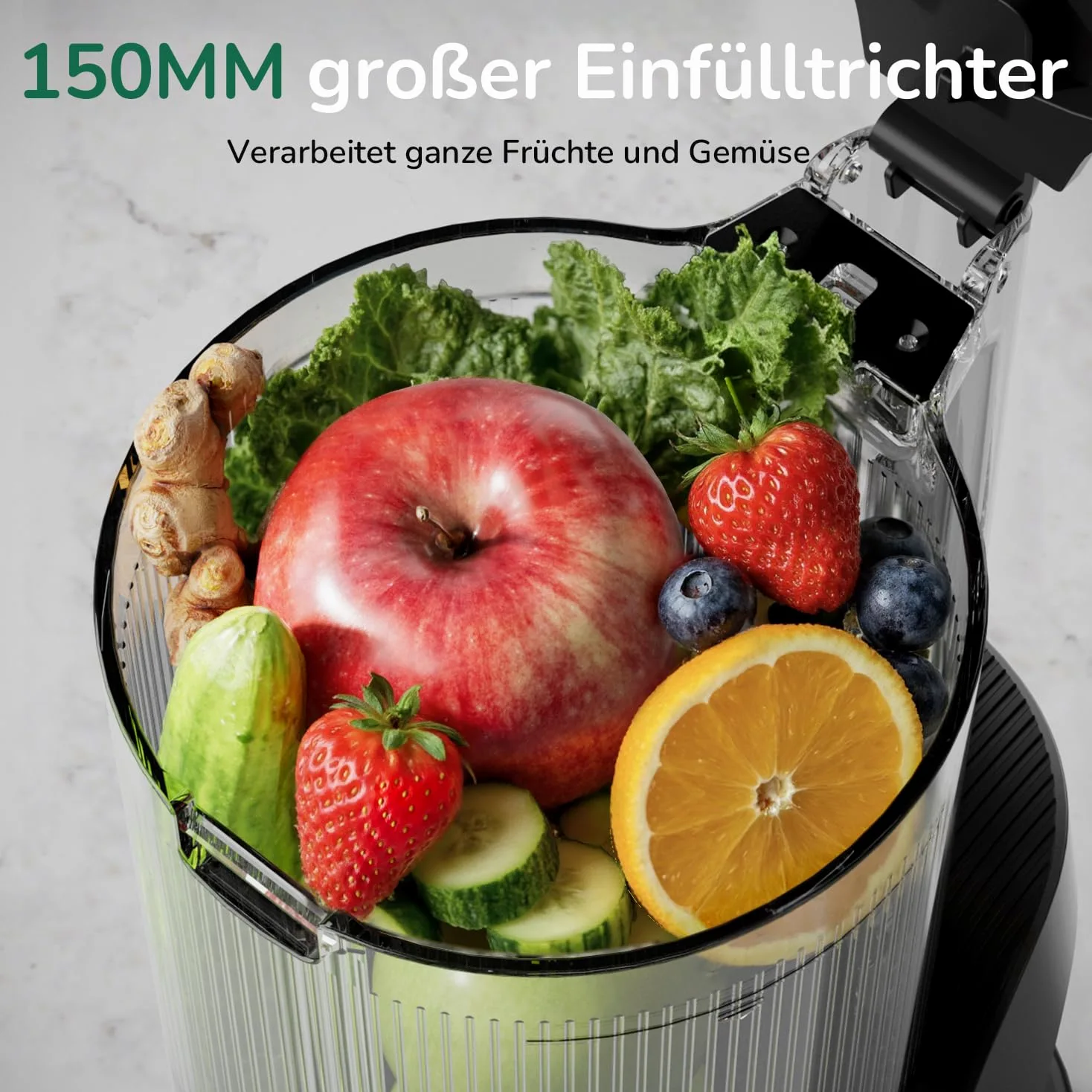 Canoly Extracteur de Jus 150 mm 3-en-1 Moteur AC Sans BPA Gris Mat