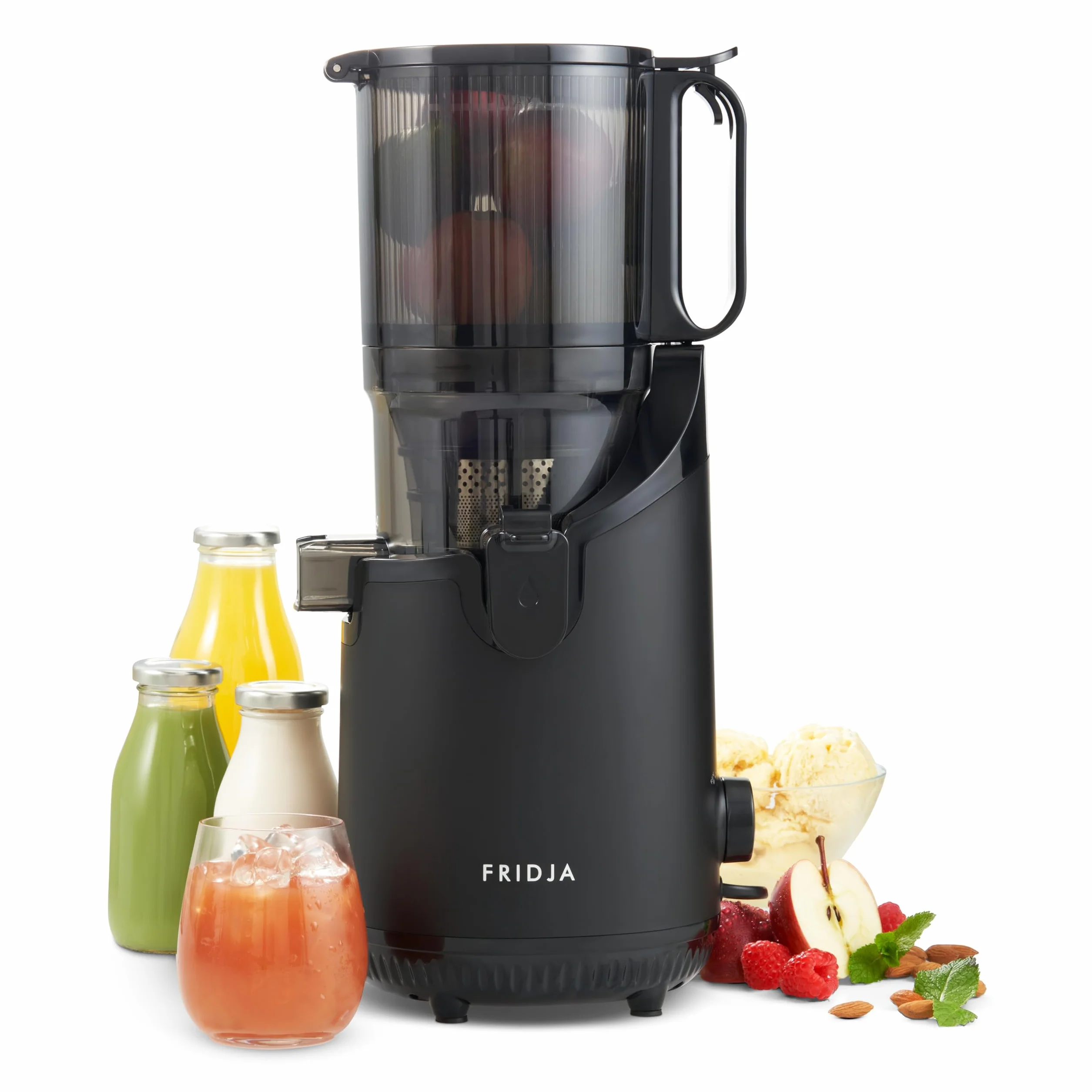 Fridja f2500 Extracteur de Jus à Alimentation Automatique 250W Goulotte 135mm Fruits Entiers Sans BPA Noir Mat