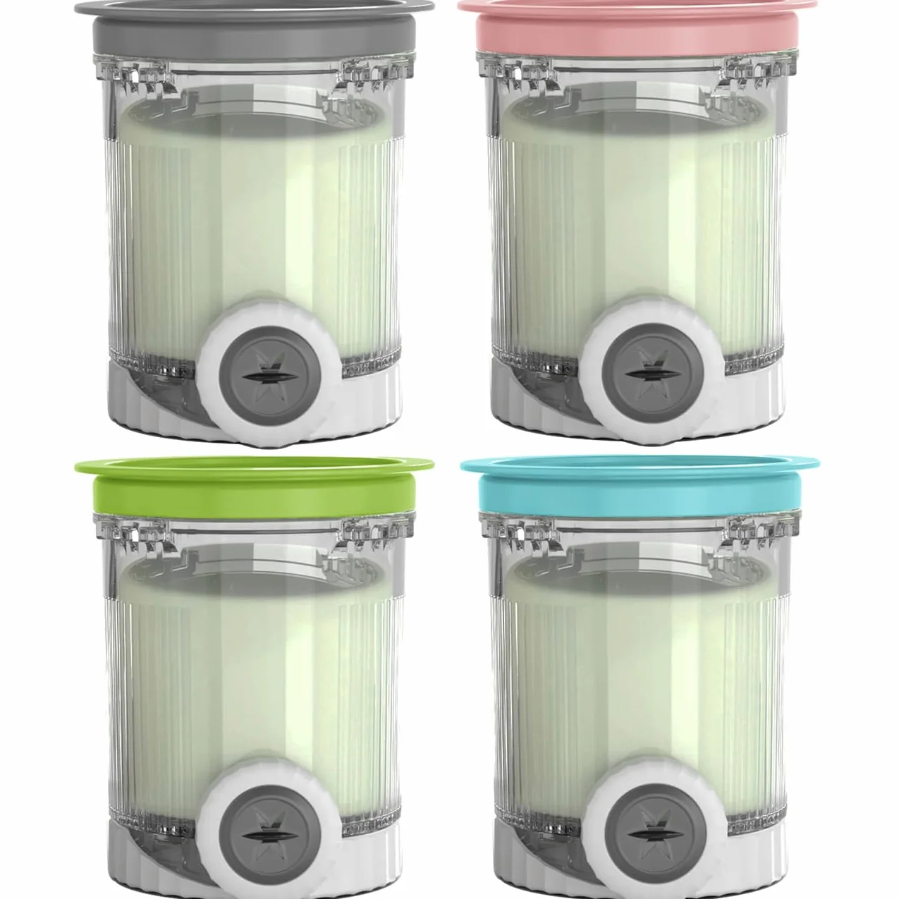Pot et Couvercle pour Ninja Swirl by CREAMi Sorbetière et machine à glaces, Lot de 4 Bol Bacs à Crème Glacée pour Creamy NC701EU NC701 NC700 Série, Sans BPA et Lavable au Lave-Vaisselle