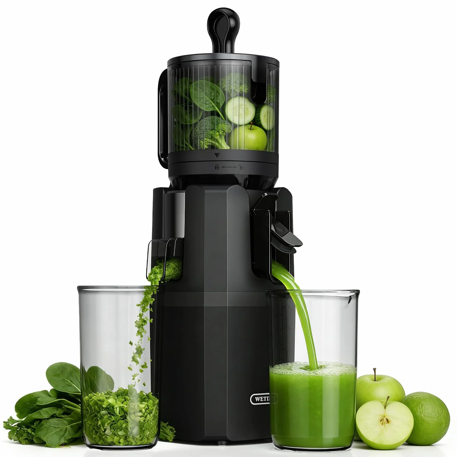 Extracteur de Jus de Fruits et Légumes Entiers, Extracteur Lent Goulotte XXL 120mm, sans BPA, 99% Rendement