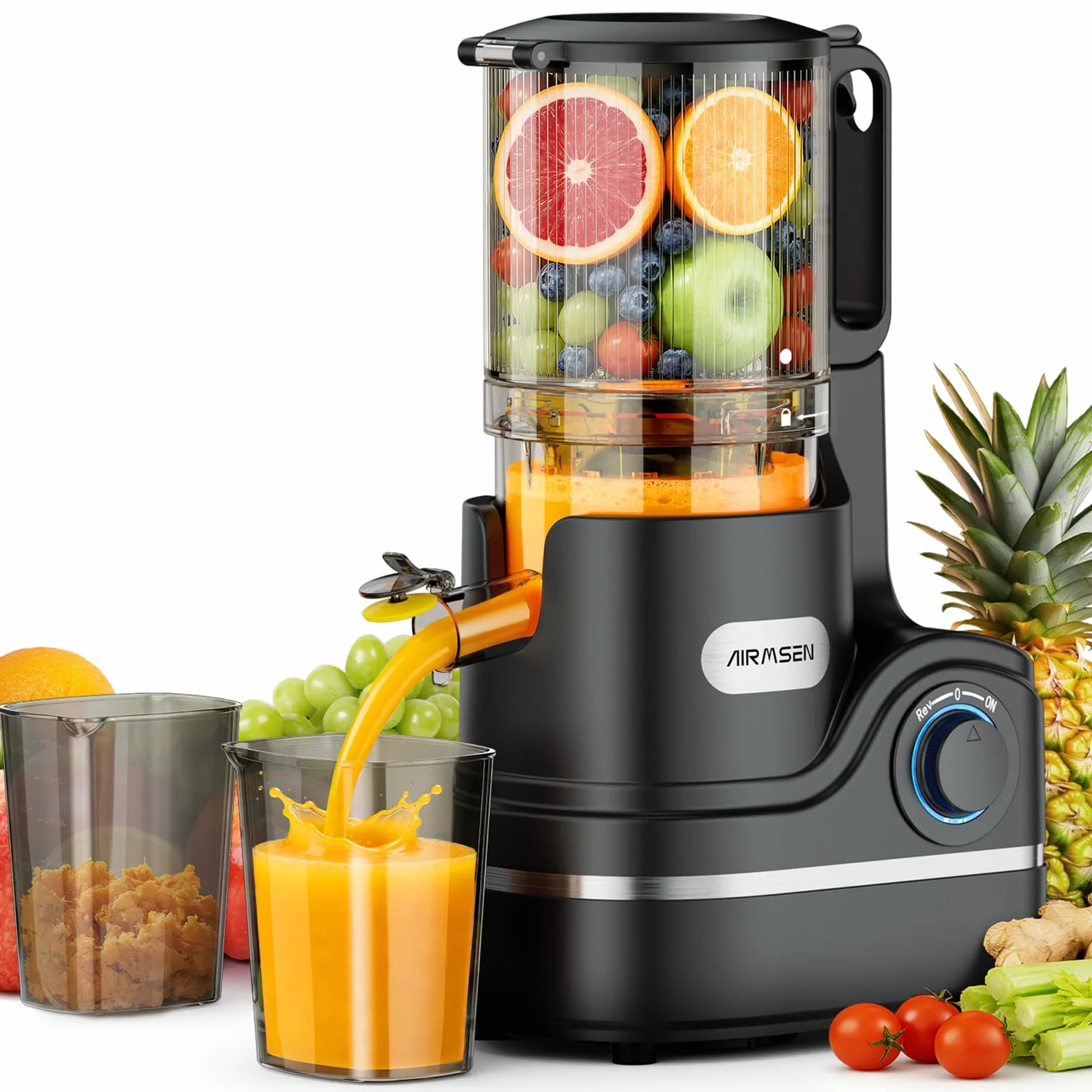 AIRMSEN Extracteur de Jus à Froid 147 mm 2,1 L 300 W Noir