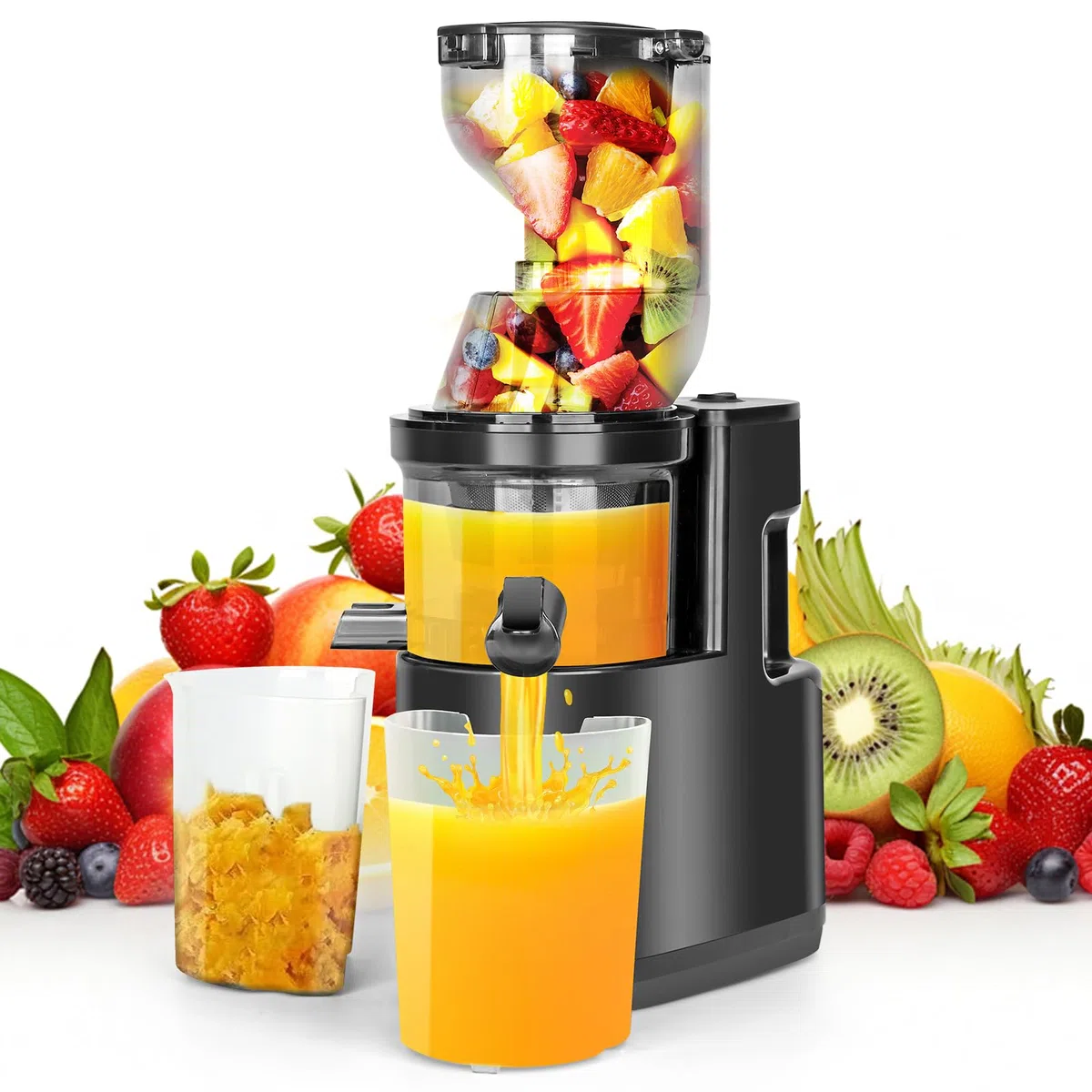Extracteur de Jus 550W, Centrifugeuse avec Fonction Inverse, Sans BPA, Ouverture 82MM, 1,2L, Compatible Lave-Vaisselle